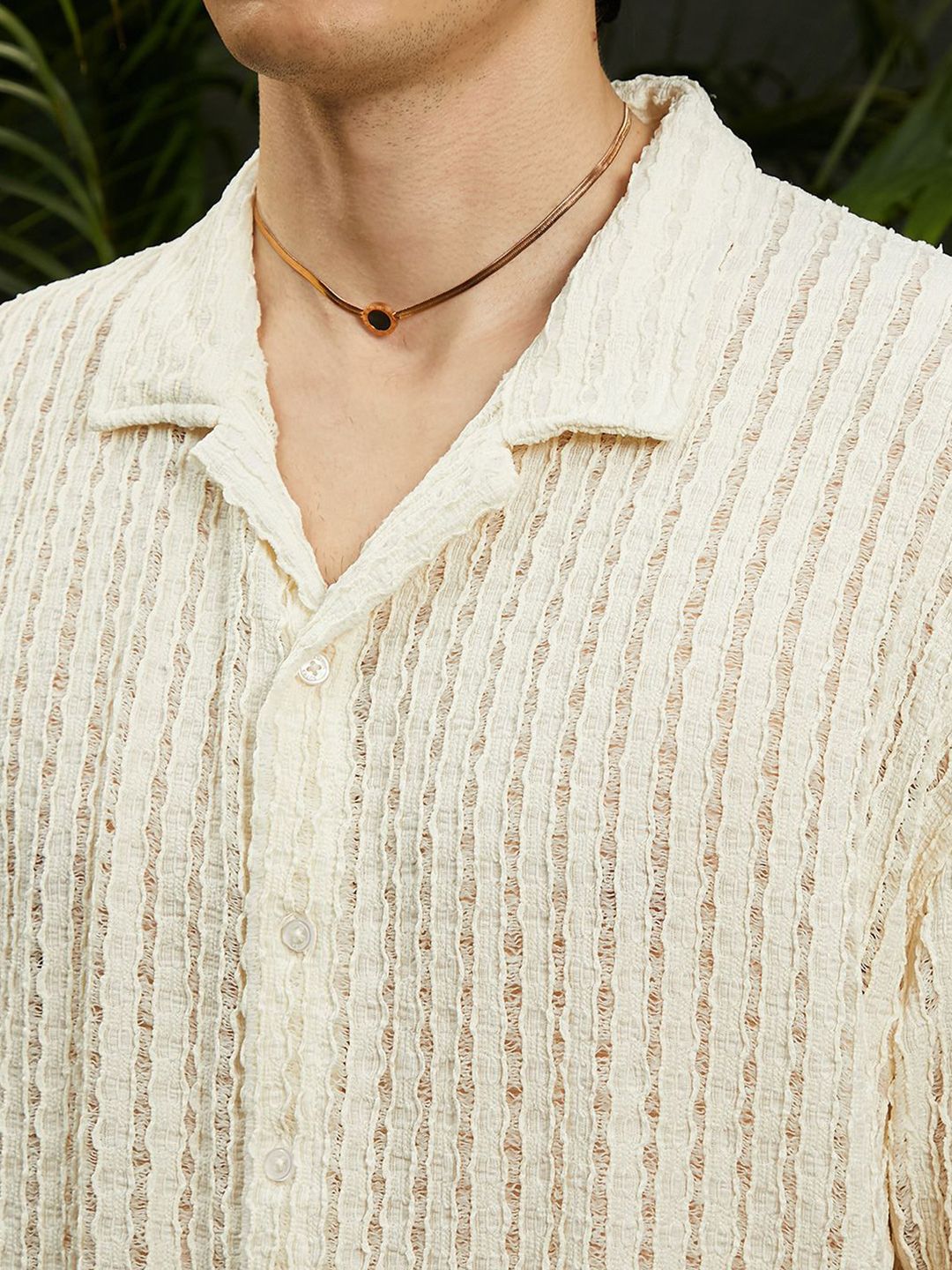 Campus Sutra Men Comfort Cuban Collar Textured Polycotton Oversized Casual Shirt