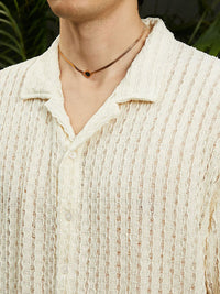 Campus Sutra Men Comfort Cuban Collar Textured Polycotton Oversized Casual Shirt