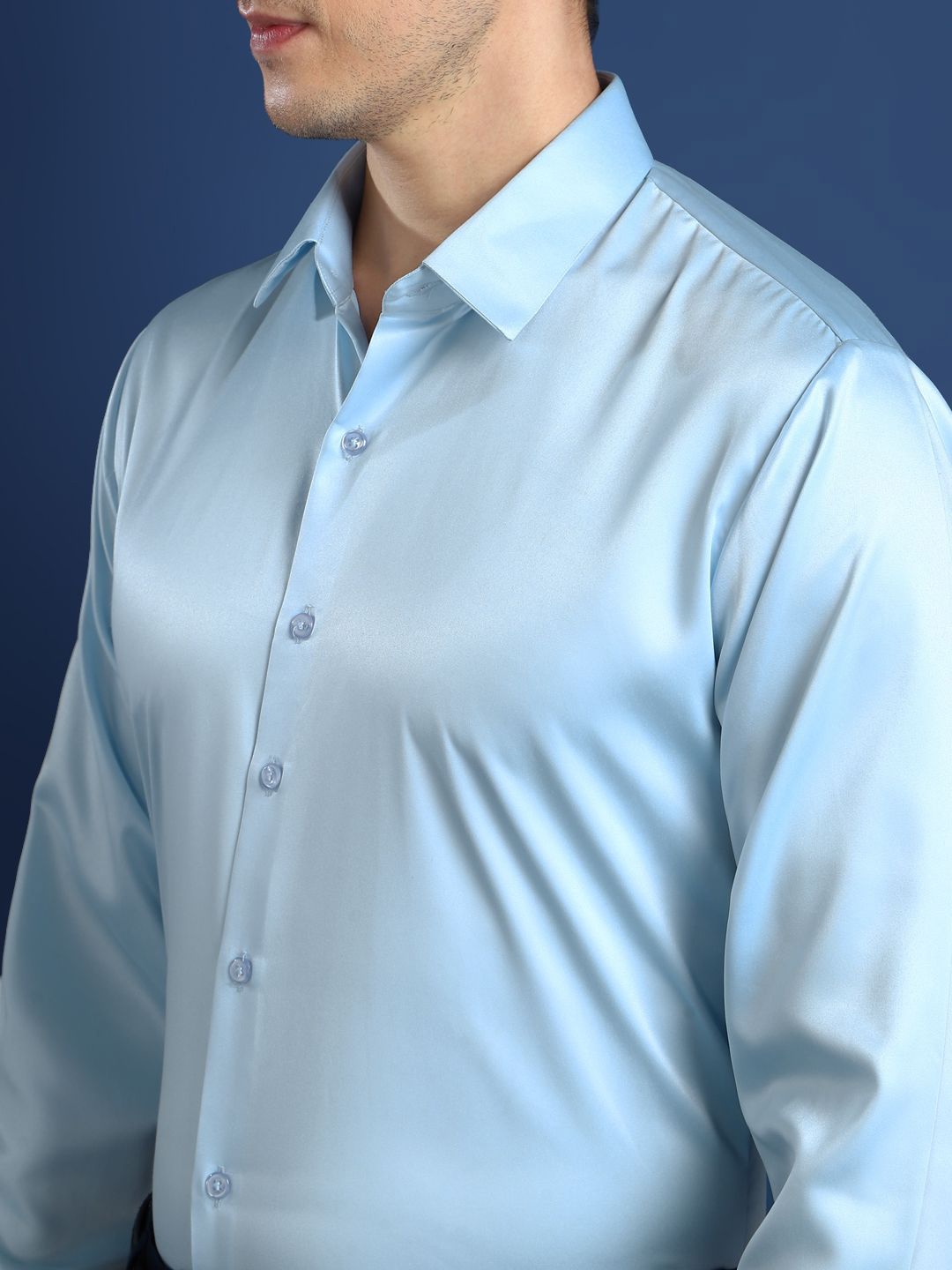 Hancock Men Spread Collar Solid Slim Fit Party Shirt