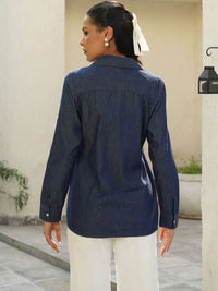 House of Chikankari Chikankari Solid Women's Shirt-dark Blue Shirts