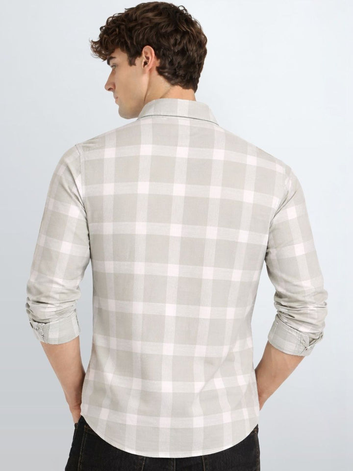 ADRO Men Standard Windowpane Checks Checked Casual Shirt
