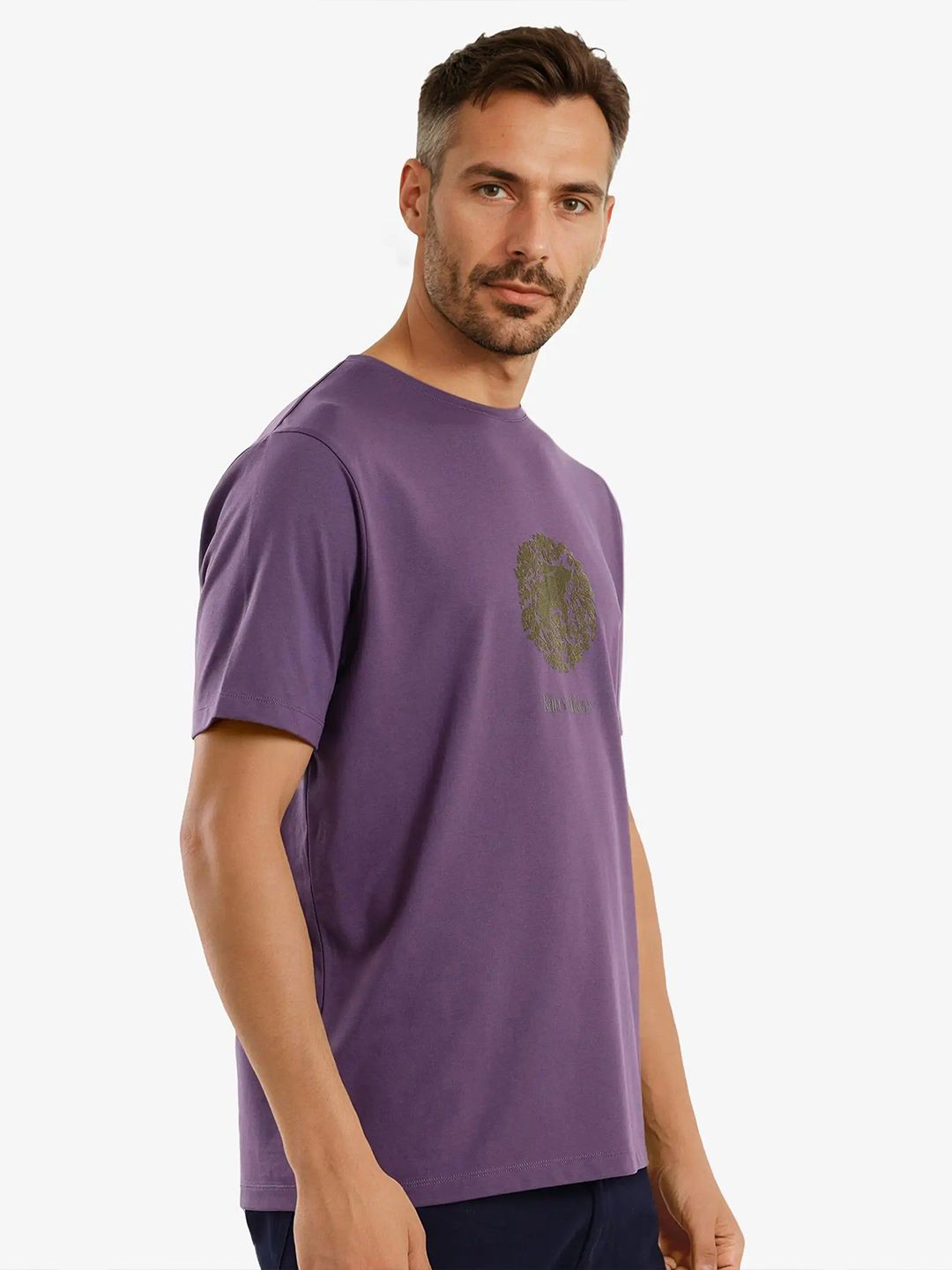 RARE RABBIT Men Typography Printed Round Neck Cotton T-shirt