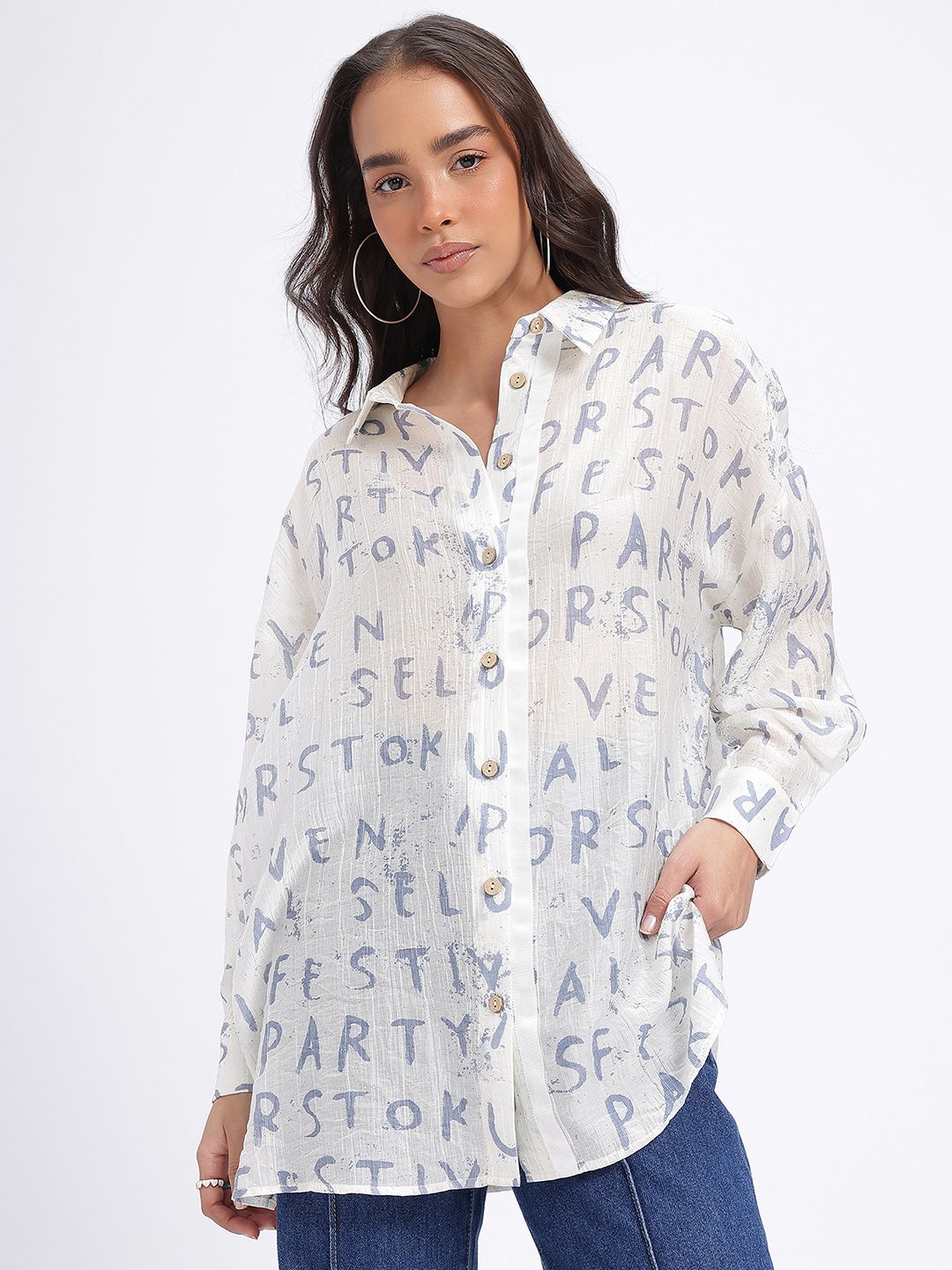 DressBerry Glitter Code Typographic Shirt