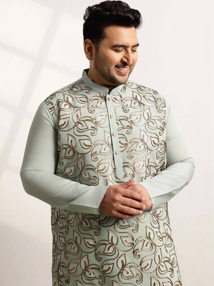 SOJANYA PLUS Lelaki Motif Etnik Sulam Benang Kerja Kurta