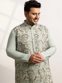 SOJANYA PLUS Lelaki Motif Etnik Sulam Benang Kerja Kurta