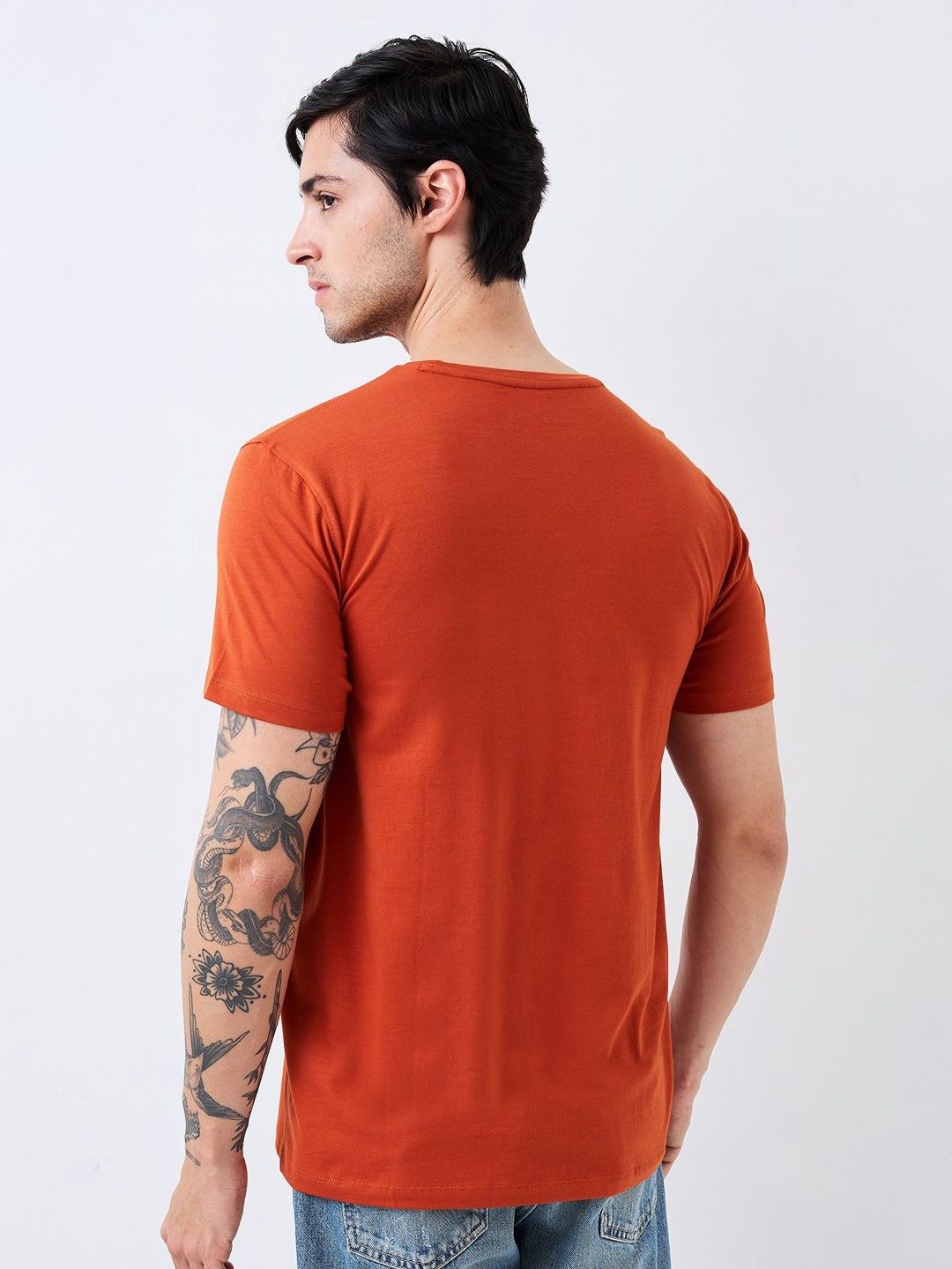 SPYKAR Men Abstract Printed Round Neck Cotton Slim Fit T-shirt