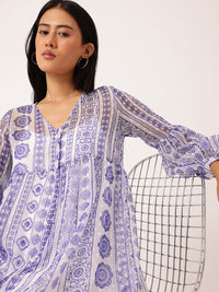 DressBerry Glamorous Chic Printed A-Line Dobby Dress With A Inner Slip