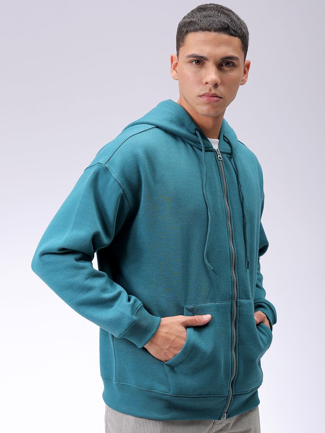 The Indian Garage Co Men Hooded Double Way Front Open Zipper Sweatshirt
