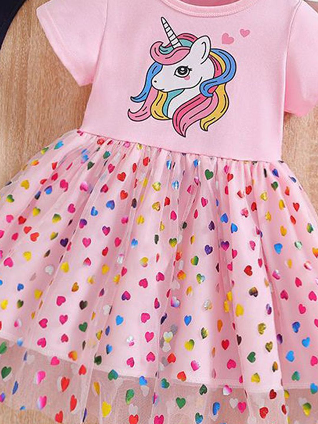 YK Kids Girls Graphic Printed Round Neck Fit & Flare Dress