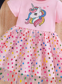 YK Kids Girls Graphic Printed Round Neck Fit & Flare Dress