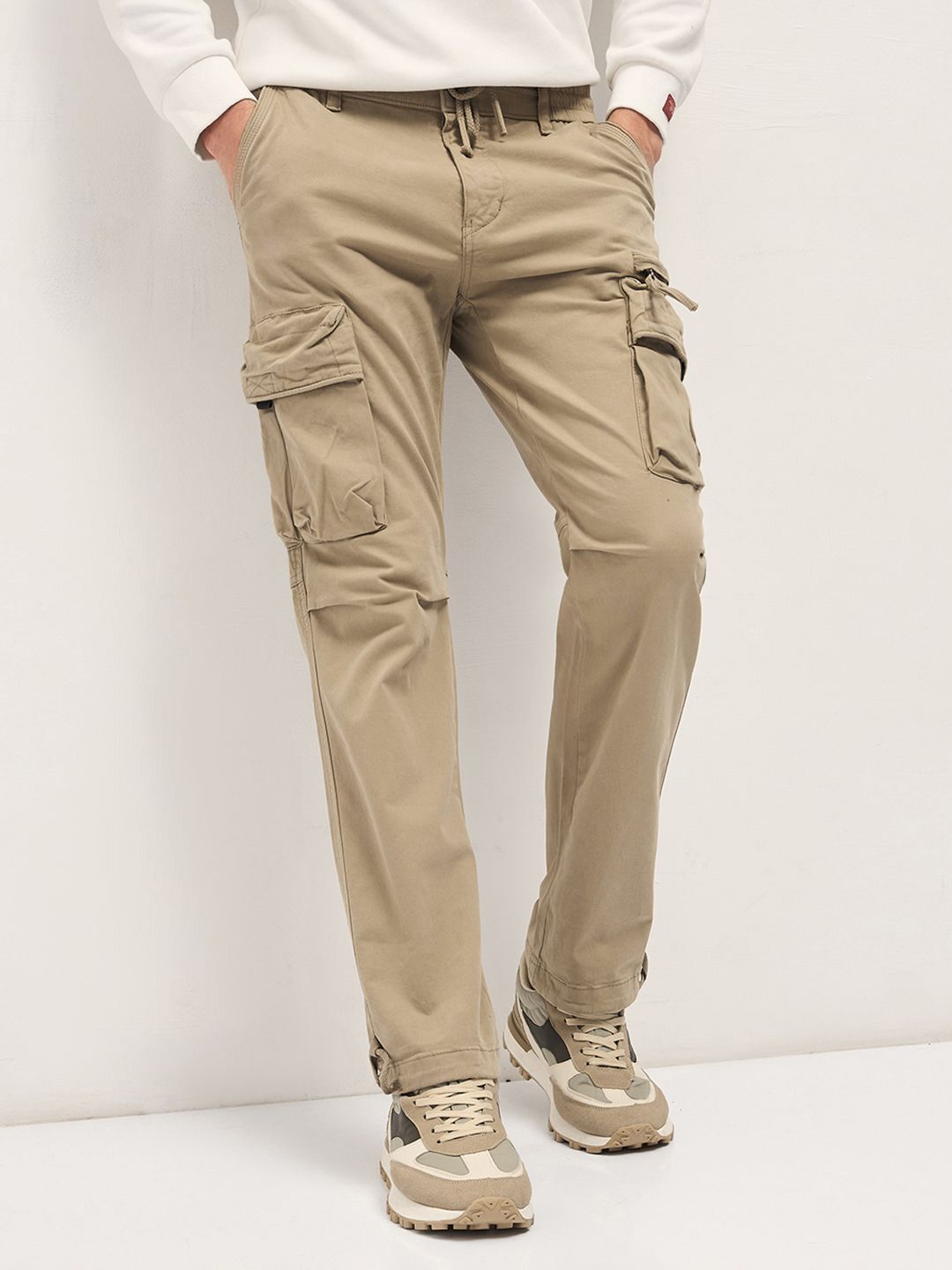 THE BEAR HOUSE Men Cotton Solid Regular Fit Cargo