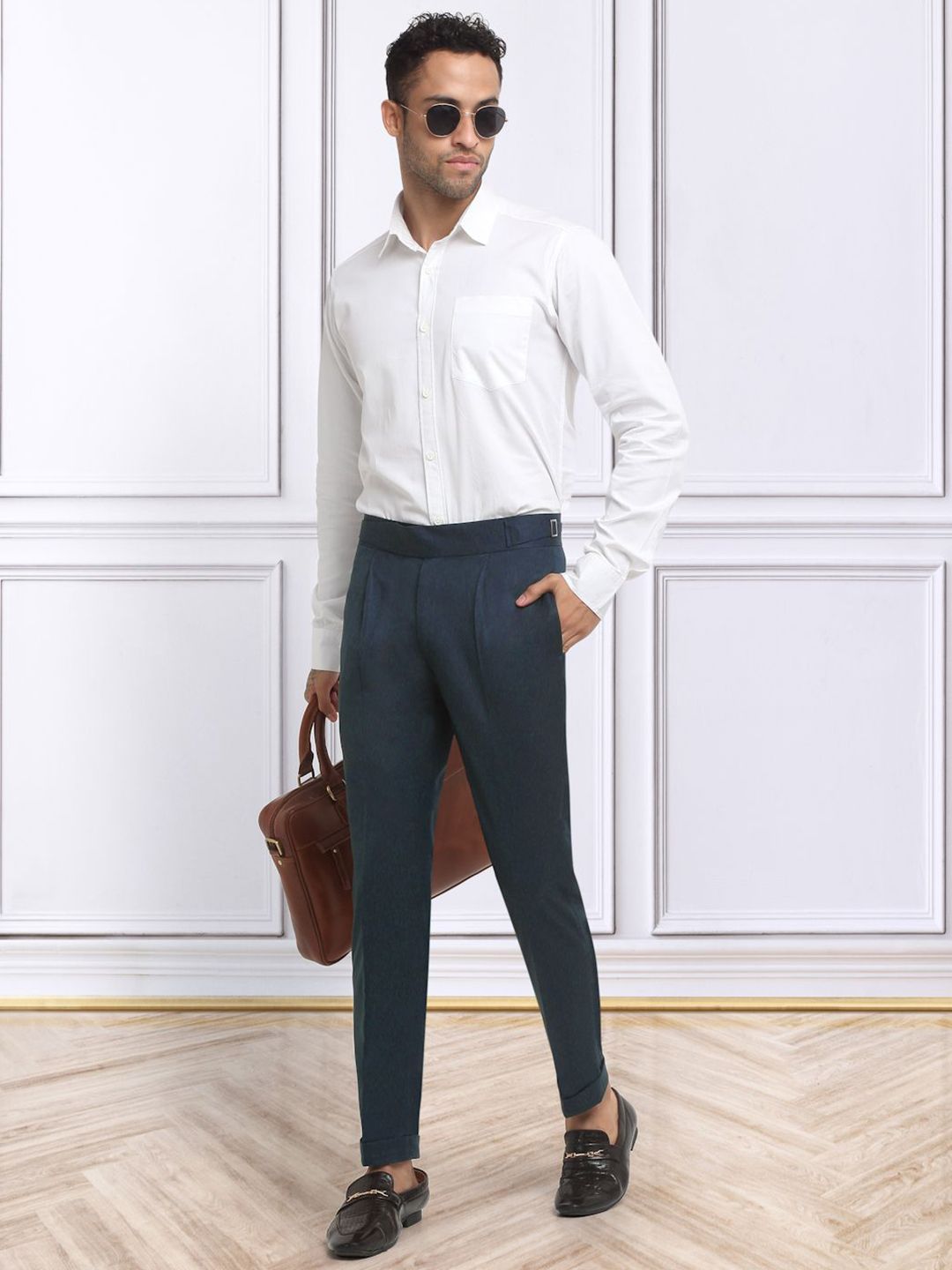 KLOTTHE Men Cotton Rich Slim Fit Formal Trousers