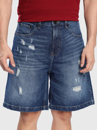 Bene Kleed Men Baggy Fit Distressed Denim Shorts