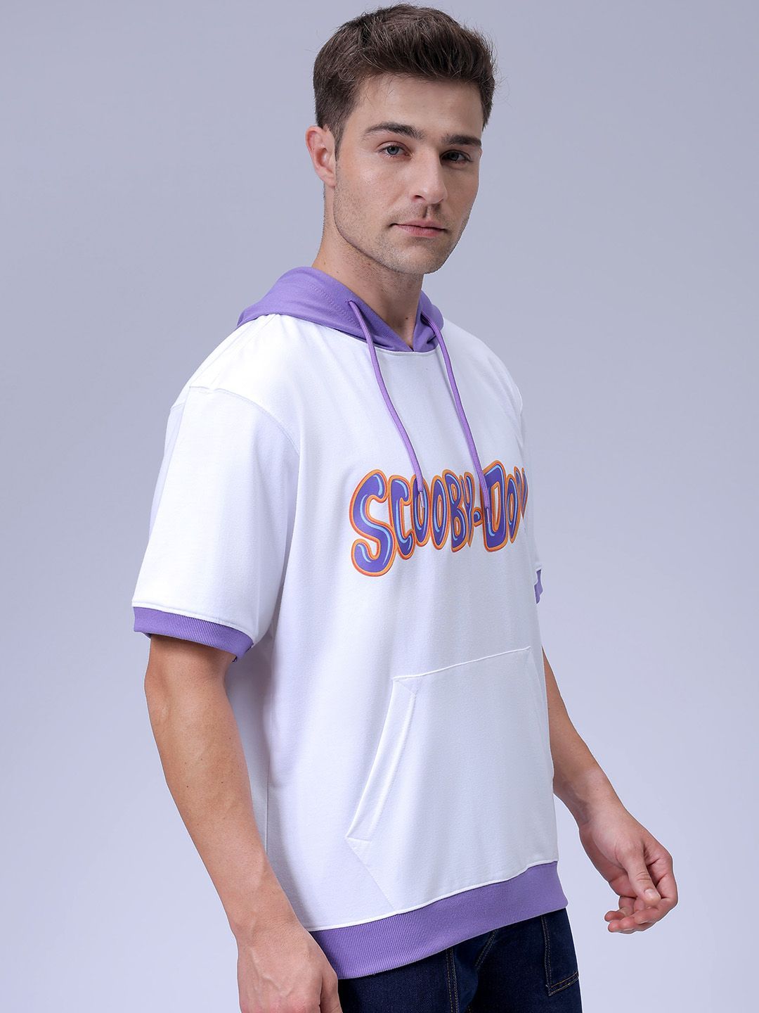 The Indian Garage Co Men Oversized Scooby-Doo Printed Overhead Hooded Sweatshirt