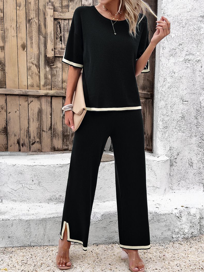 all about you Black T-shirt With Trousers Co-Ords