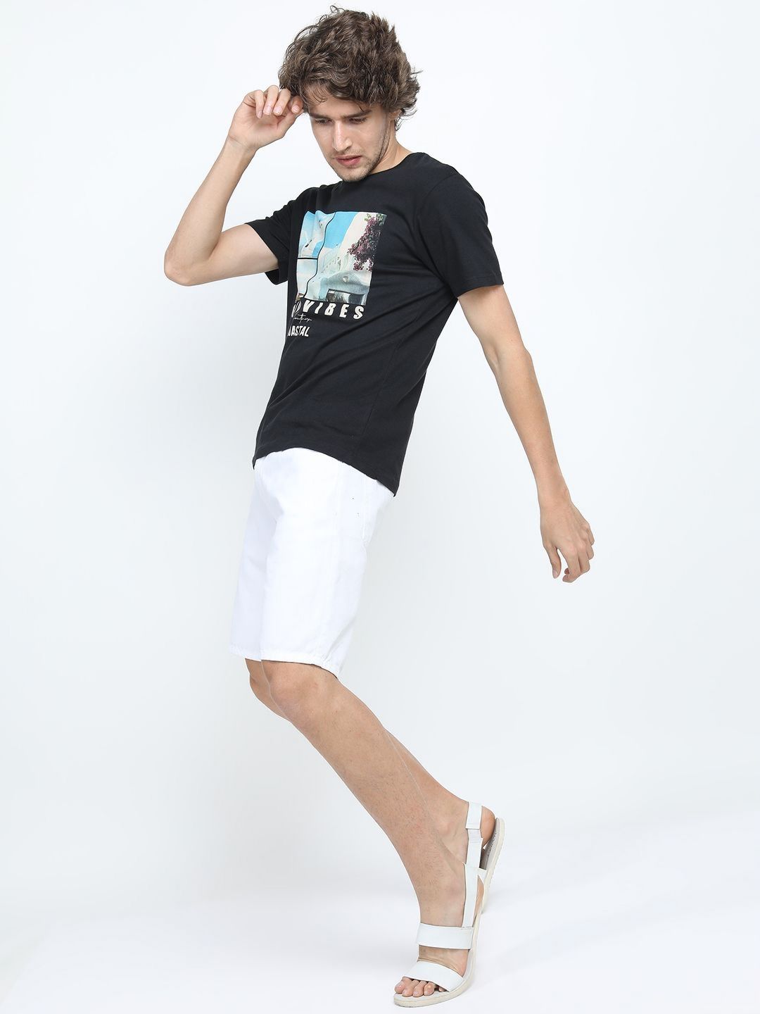 HIGHLANDER Men Graphic Printed Round Neck Cotton Slim Fit T-shirt