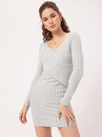 DressBerry Mini Maven Self-Striped Wrap Dress