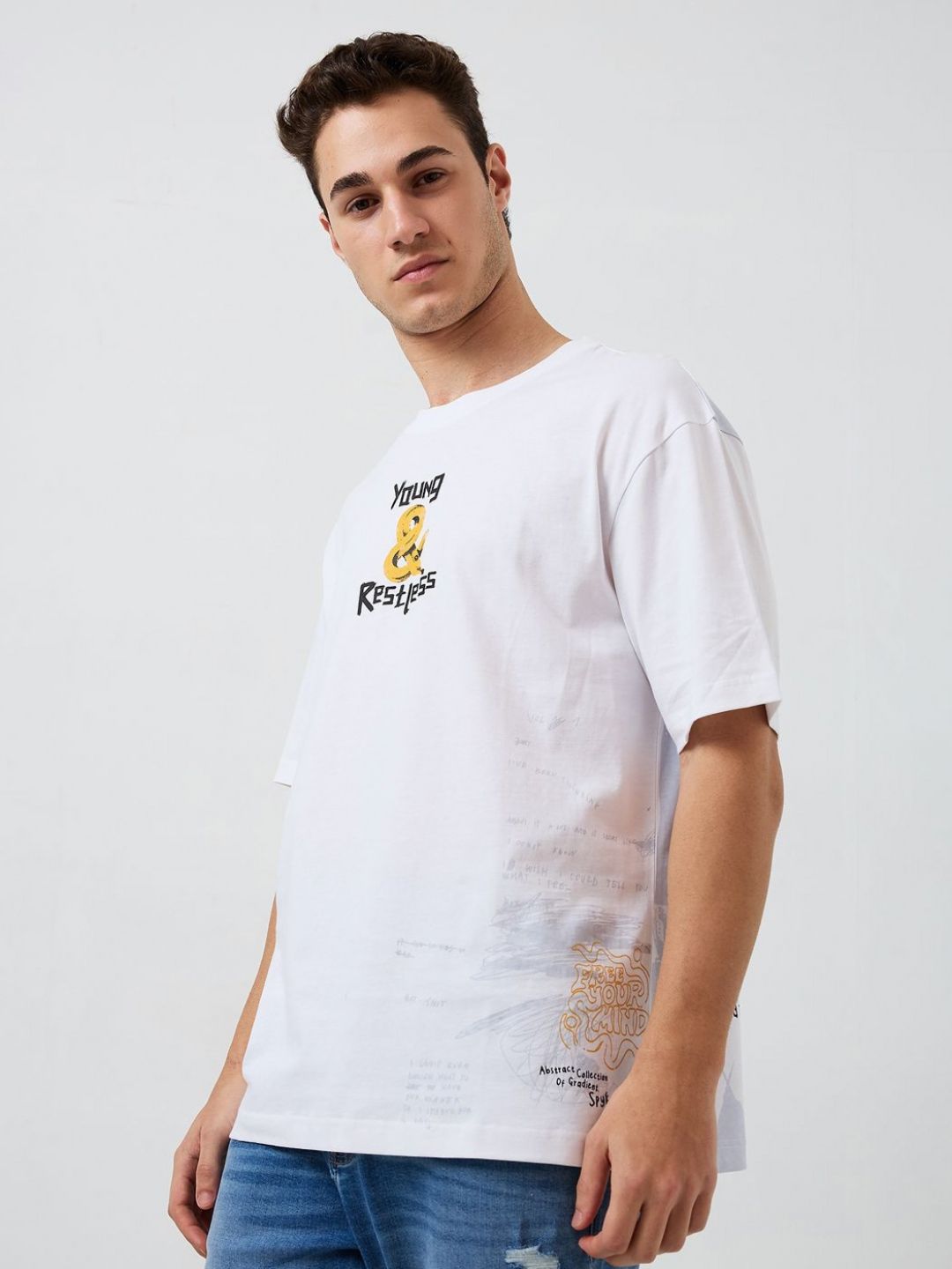 SPYKAR Men Graphic Printed Round Neck Cotton Relaxed Fit T-shirt