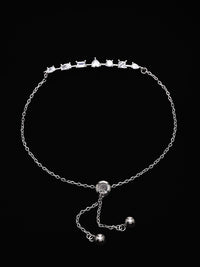 PANASH 925 Sterling Silver Rhodium-Plated Solitairs Cubic Zirconia Studded Charms Bracelet