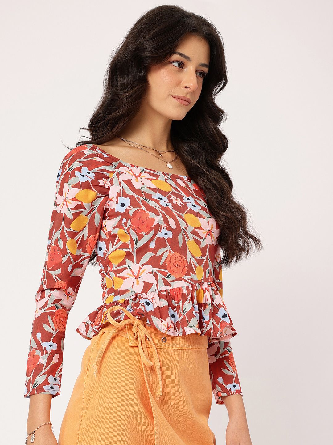 DressBerry Floral Frenzy Peplum Top