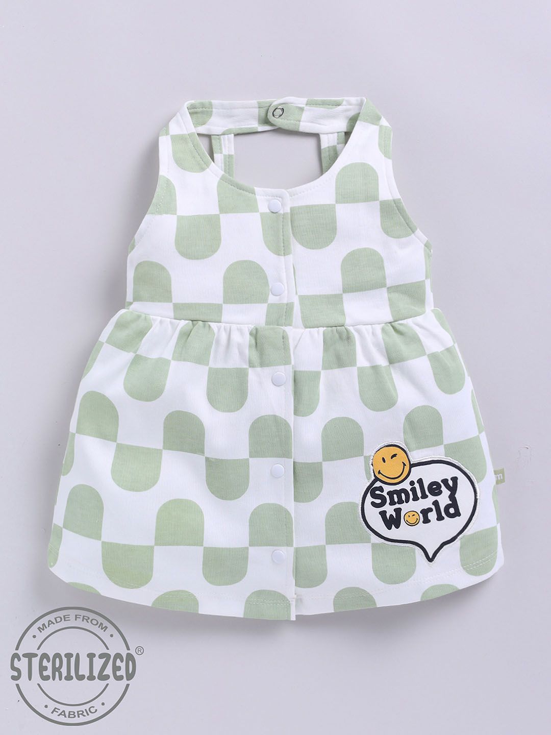 Moms Love Infant Girls Pure Cotton Printed Fit & Flare Dress with Applique Detail