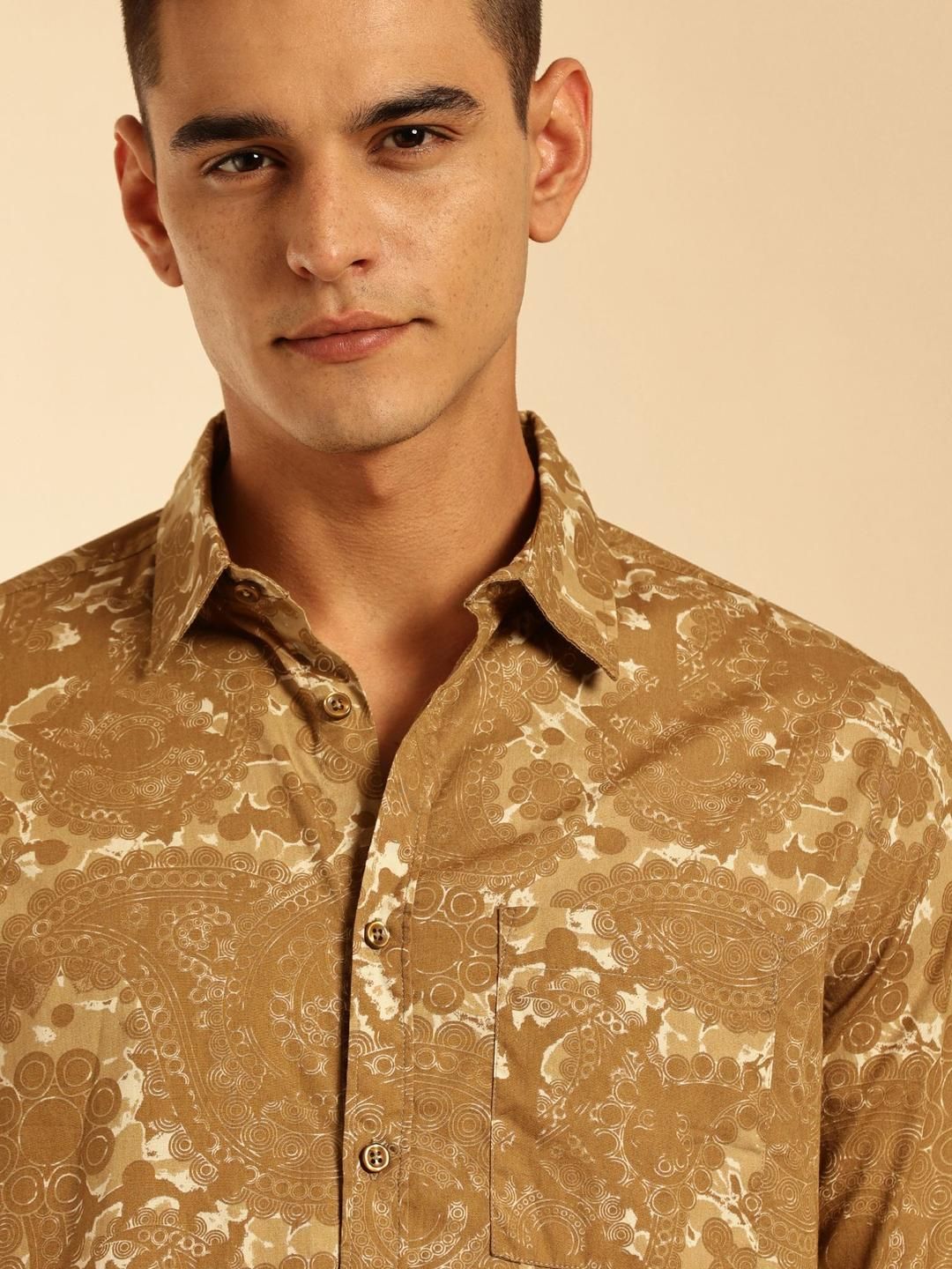 Thomas Scott Men Premium Geometric Printed Cotton Casual Shirt