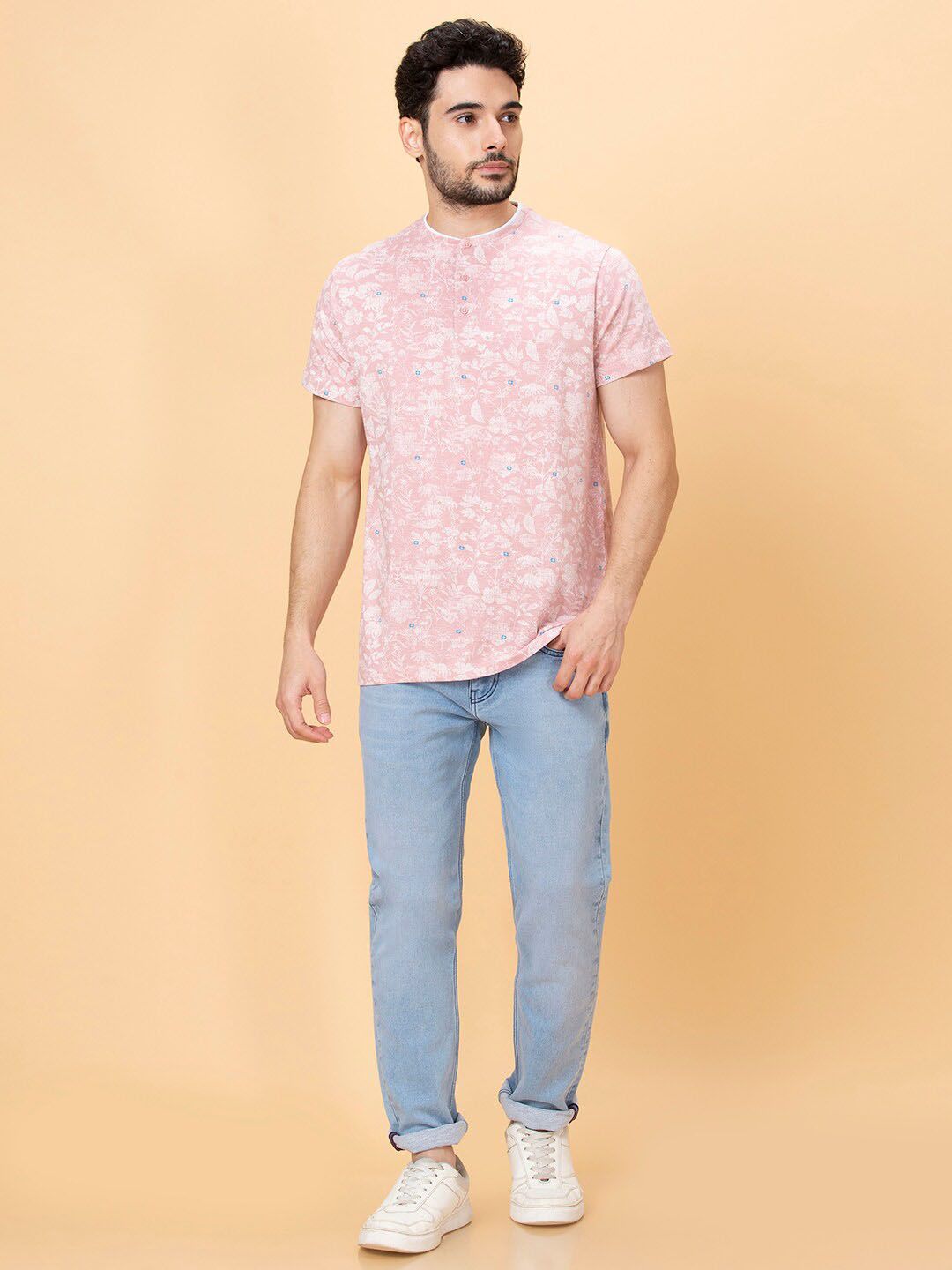 Being Human Floral Printed Henley Neck T-shirt