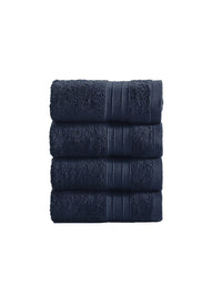 MYTRIDENT Set of 4 Navy Blue 500 GSM Striped Cotton Hand Towels