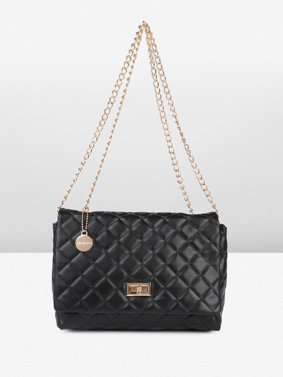 DressBerry Textured Structured Shoulder Bag with Quilted