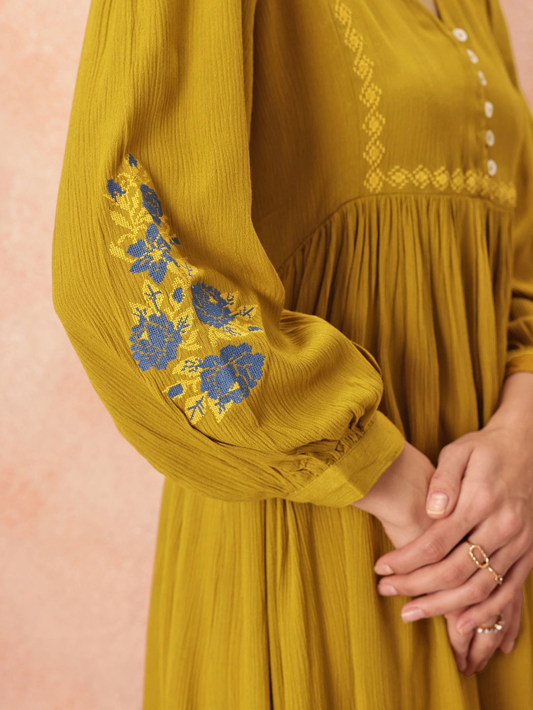 all about you Embroidered Detail A-Line Dress
