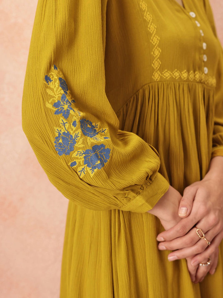 all about you Embroidered Detail A-Line Dress