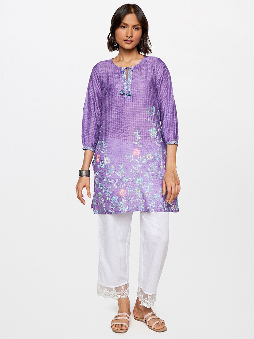Global Desi Floral Printed Ethnic Tunic