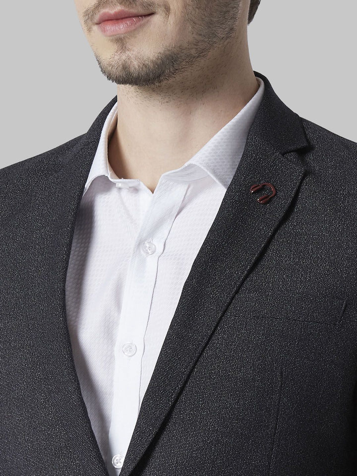 Park Avenue Men Charcoal Grey Solid Single Breasted Formal Blazer