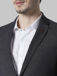 Park Avenue Men Charcoal Grey Solid Single Breasted Formal Blazer