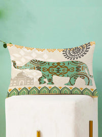 STITCHNEST Green & Red Set of 2 Cartoon Characters Rectangle Cushion Covers