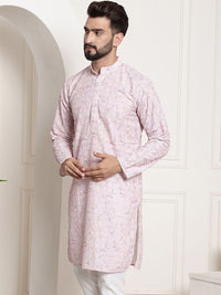 SOJANYA Lelaki Pink Thread Work Kurta
