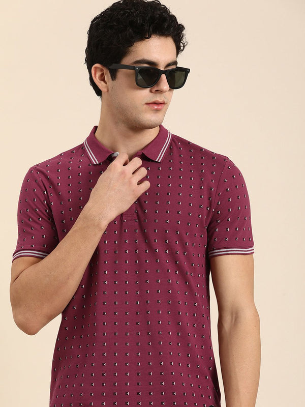 Being Human Printed Polo Collar Pure Cotton T-shirt