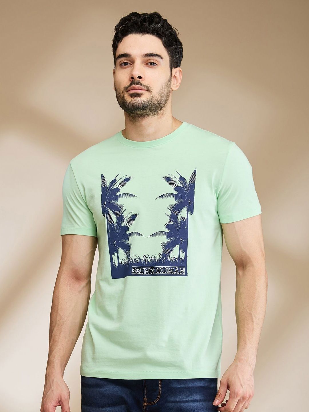Being Human Men Floral Printed Tropical Applique T-shirt