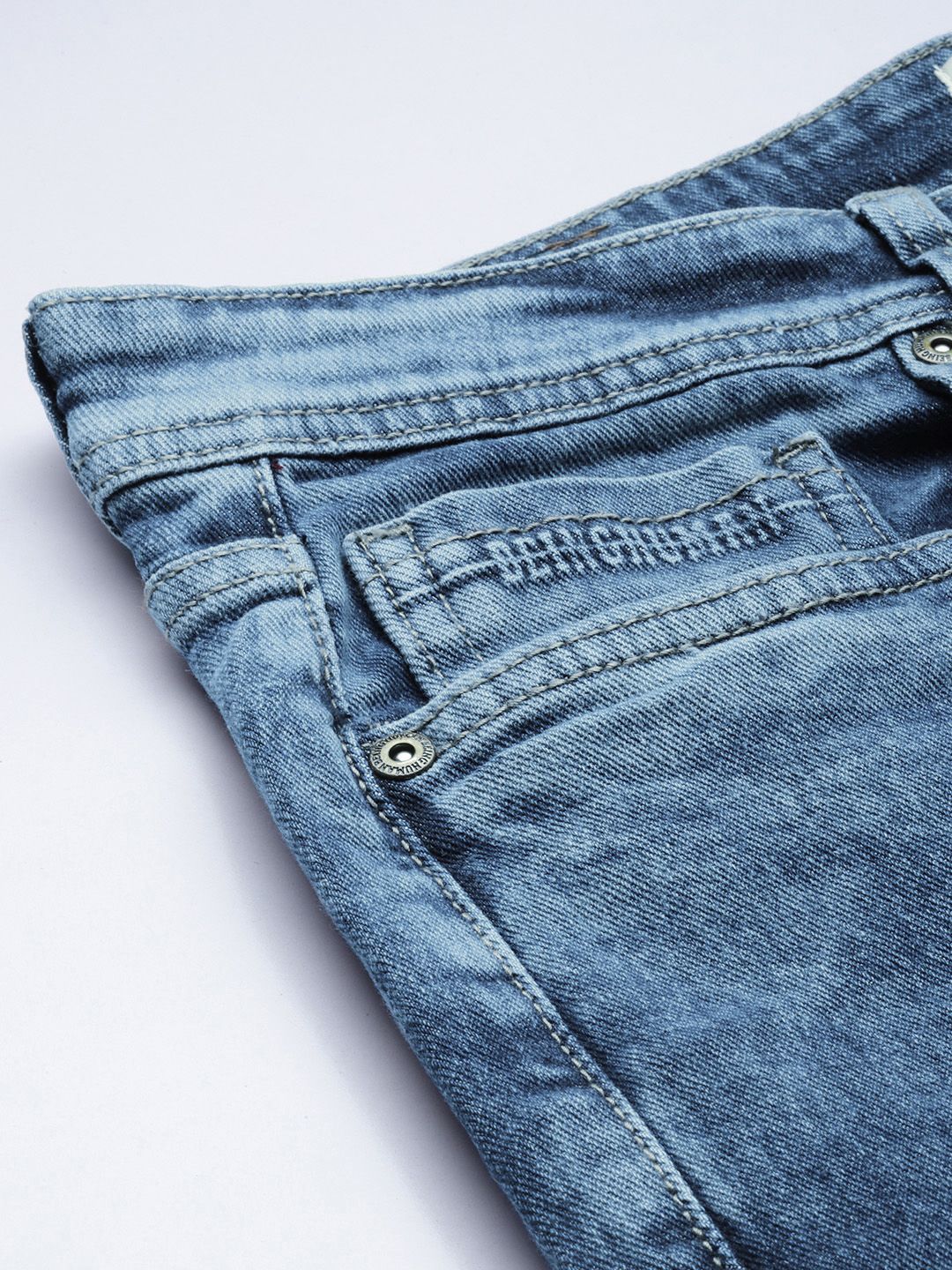 Menjadi Lelaki Manusia Lurus Biru Lurus Cahaya Pudar Asid Cuci seluar jeans