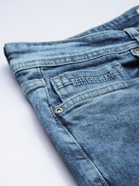Menjadi Lelaki Manusia Lurus Biru Lurus Cahaya Pudar Asid Cuci seluar jeans