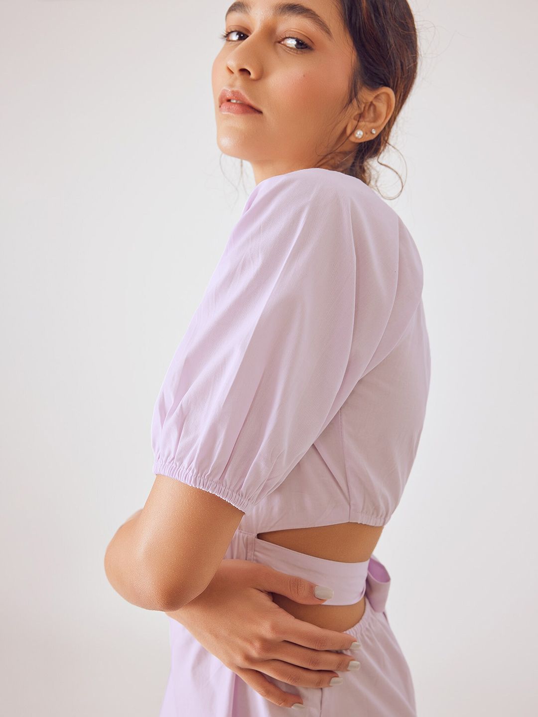 The Label Life Puff Sleeves Cut-Out Detail Dress