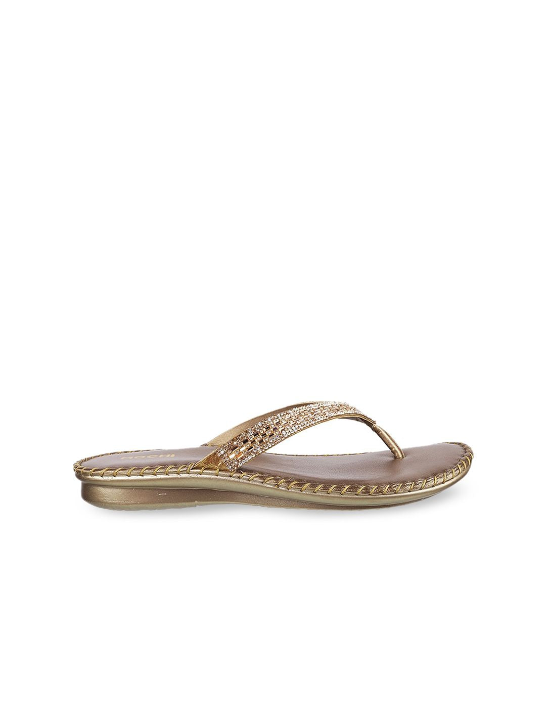 Mochi Women Gold-Toned Embellished Flats
