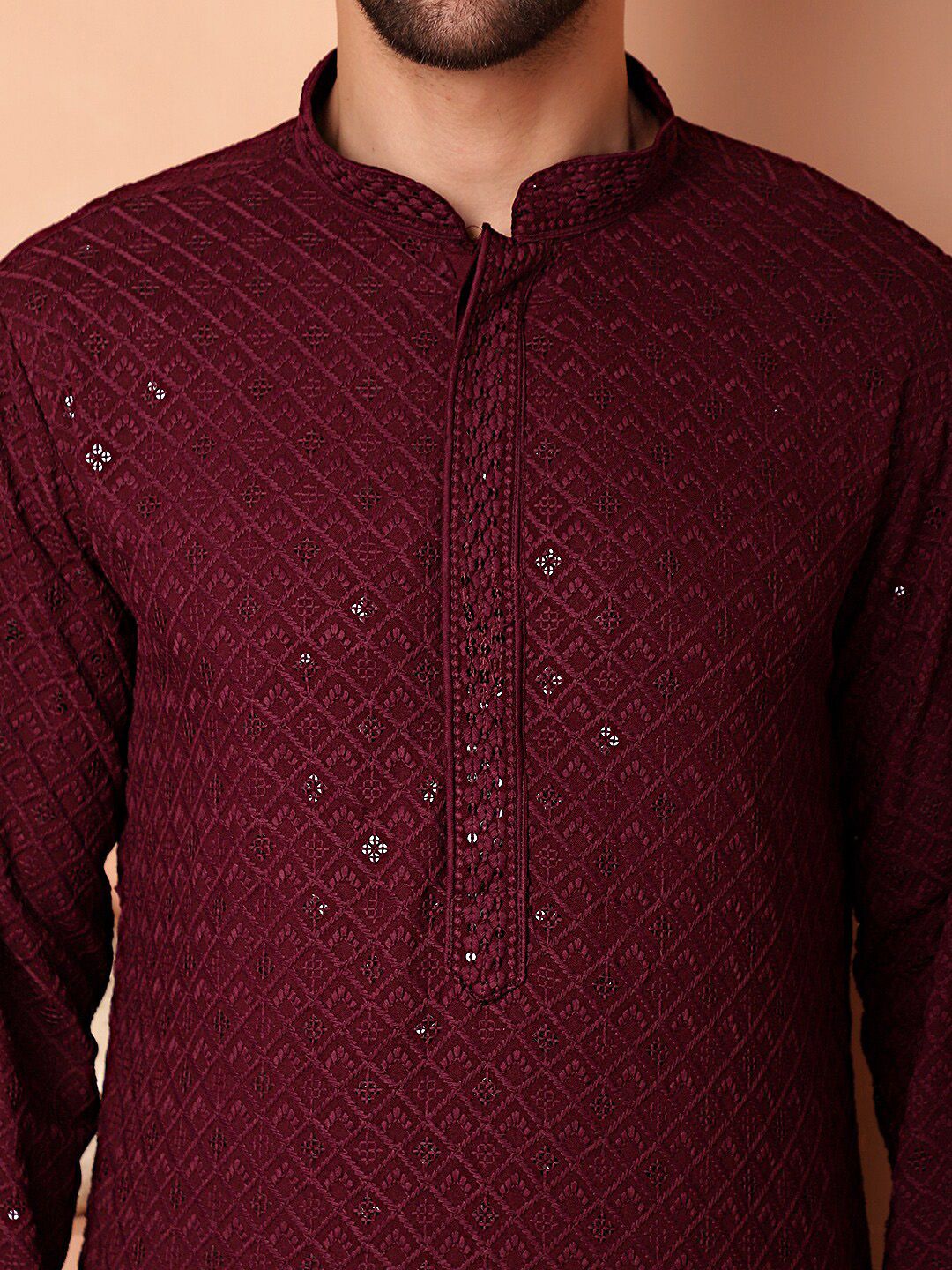 Jompers Ethnic Motifs Embroidered Regular Sequinned Kurta with Pyjamas