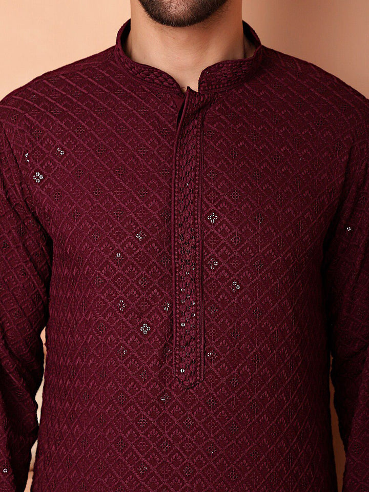 Jompers Ethnic Motifs Embroidered Regular Sequinned Kurta with Pyjamas