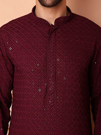 Jompers Ethnic Motifs Embroidered Regular Sequinned Kurta with Pyjamas