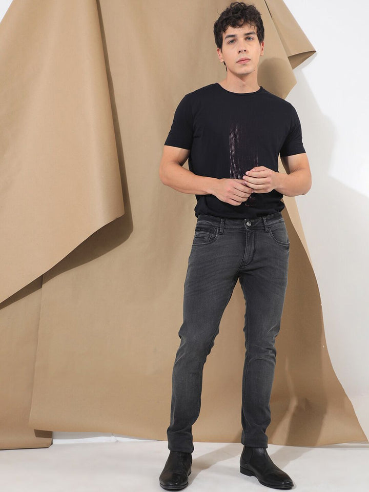 RARE RABBIT Men Veu Mid Rise Slim Fit Cotton Jeans