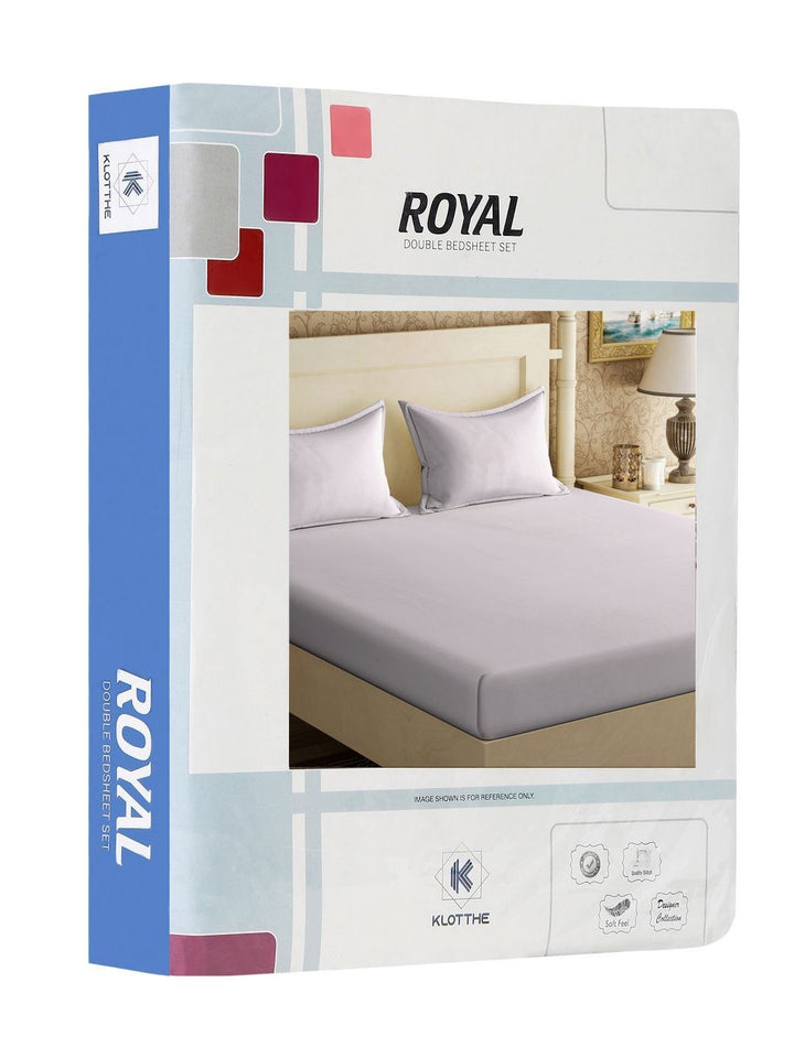 KLOTTHE Beige Solid Cotton 300 TC King Fine Bedsheet with 2 Pillow Covers-250 x 225 cm