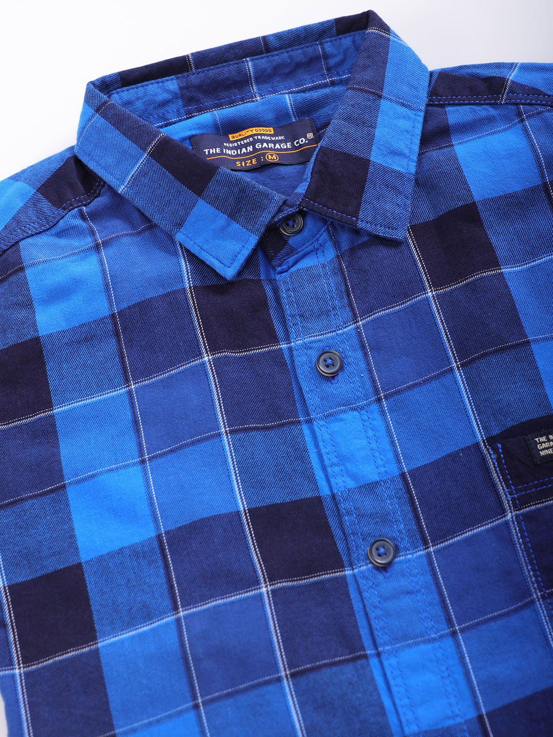 The Indian Garage Co Men Blue Slim Fit Checked Casual Shirt