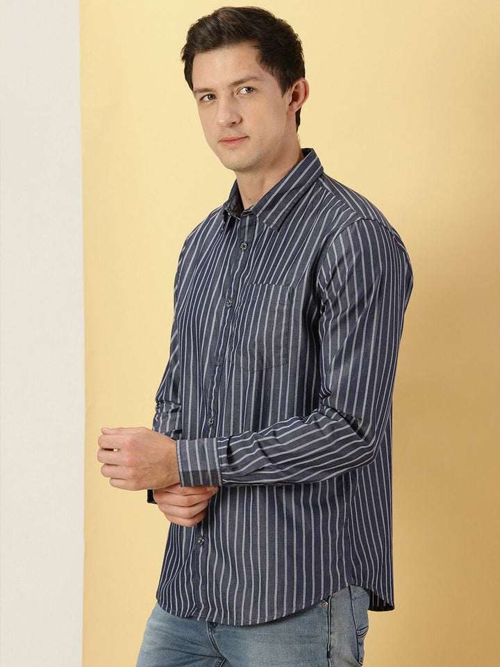 Thomas Scott Standard Slim Fit Vertical Striped Cotton Casual Shirt
