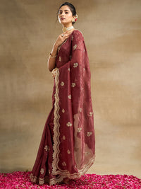 kasee Floral Embroidered Pure Silk Saree